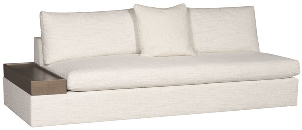 Vanguard Embrace Modern Cream Performance Upholstered Wood Tray Arm  Sectional Sofa